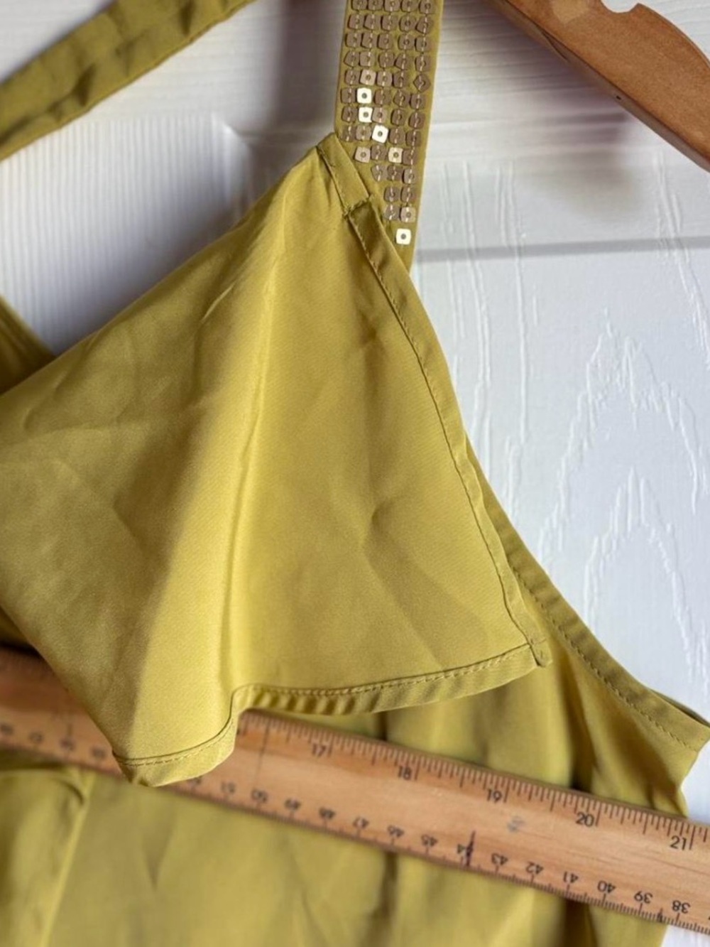 Elle Chartreuse Fairy Satin Tank with Sequin Straps - Picture 6 of 7